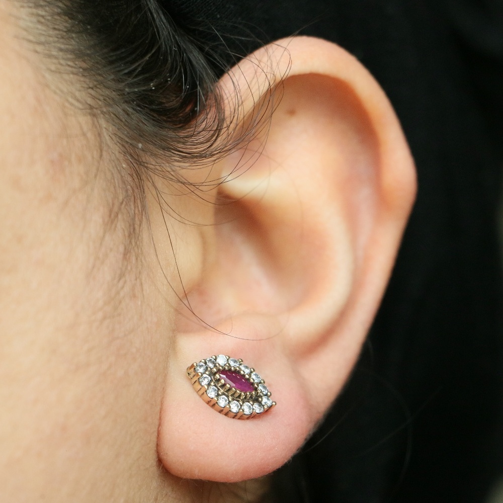 Sterling Silver jade & Cubic Zirconia Earrings - Picture 3 of 8